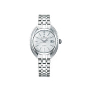 The two new watches in this series are unmistakably Grand Seiko. Their design respects the heritage that was born in 1967 with the classic 62GS with its bezel-free construction, sharply angled hand sand markers and highly polished surfaces. The new design combines the strong, distinctive look of one of Grand Seiko's seminal creations with a fresh, soft and feminine grace. There is a warm and uniquely Japanese elegance to the dials that derives from the a combination of the two diagonally positio