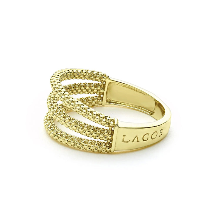 Lagos Signature Caviar Superfine Triple Band Ring - 03-10220-7