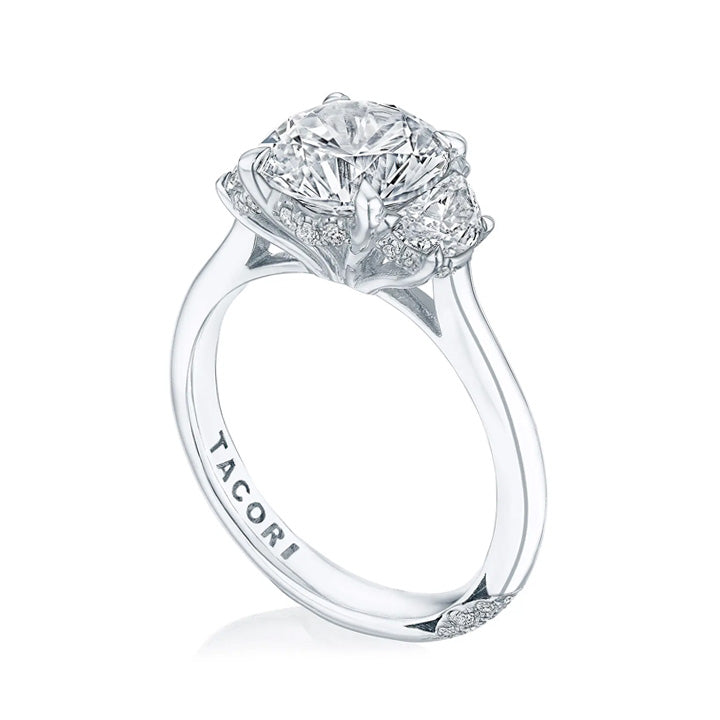 Tacori Platinum Founder's Collection Royal T Round Three-Stone Engagement Ring - HT2688RD85