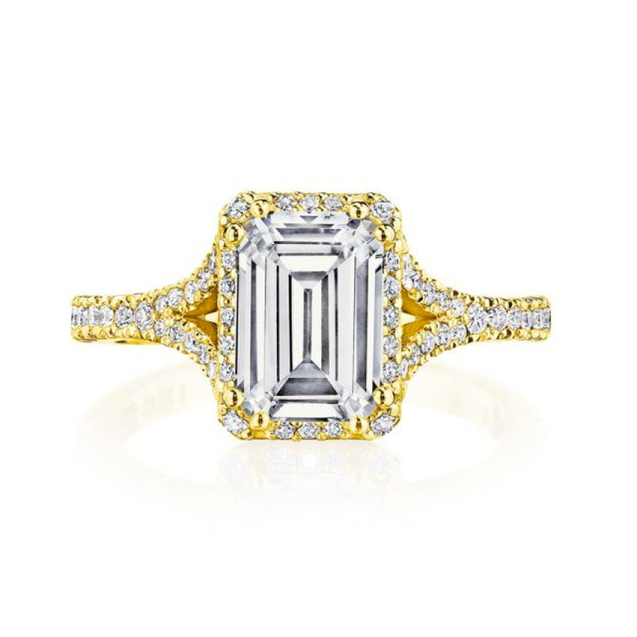 The prettiest new engagement ring from our iconic Dantela collection, the foundation of this ring reaches towards the emerald cut center with open arms.Diamond Carat Weight (not including center diamond): 0.43*Price varies depending on center stone carat weight.