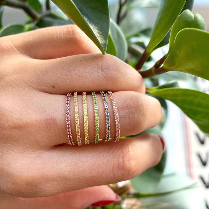 Eriness 14K Yellow Gold Orange Sapphire Eternity Band