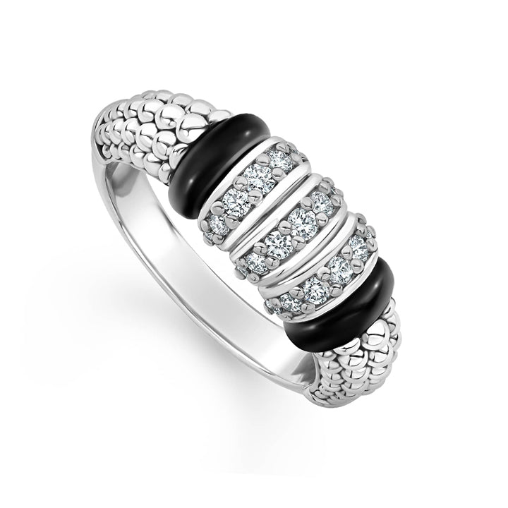Lagos Black Caviar Diamond Ring- 02-80733