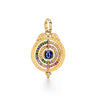 Based on the ancient hypothesis that earth was the center of the universe, the 18K Triple Orbit Tolomeo Pendant presents the cosmos in multi-colored sapphires. The three jewelled rings signify the orbits of the sun and moon around the earth.18K Gold Mixed Sapphires (2.91cts)0.14cts of DiamondsLength: 44.5mm/1.8, Width: 27mm/1.0