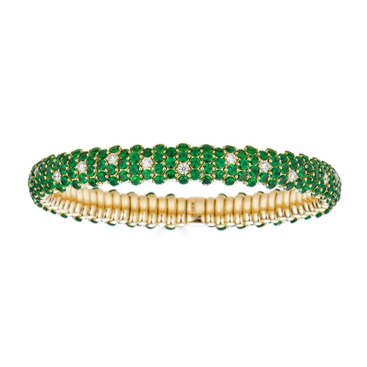 Zydo 18K Yellow Gold 12.59ctw Tsavorite Domed Stretch Bracelet