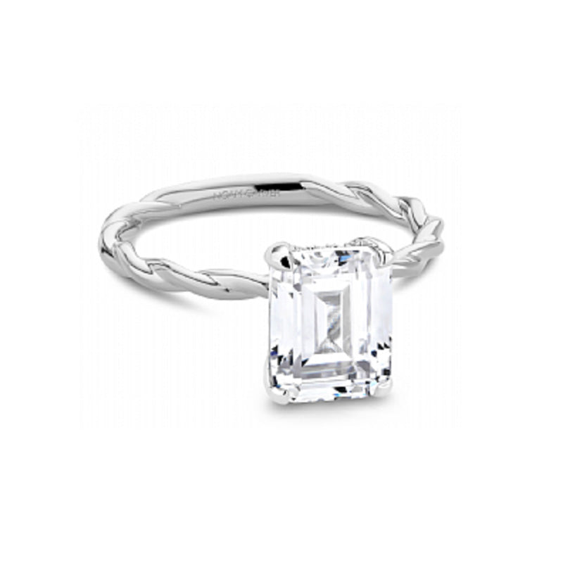 Noam Carver 14K White Gold Emerald Cut Twisted Engagement Ring- B398-03WM