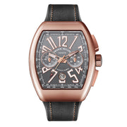 18 Karat Rose Gold Case, 44 x 53.7mm Case Size, Automatic Winding Manufacture Caliber Movement, Date and Chronograph Function, Gray Dial, Calfskin Leather Strap with Protective Rubber Lining