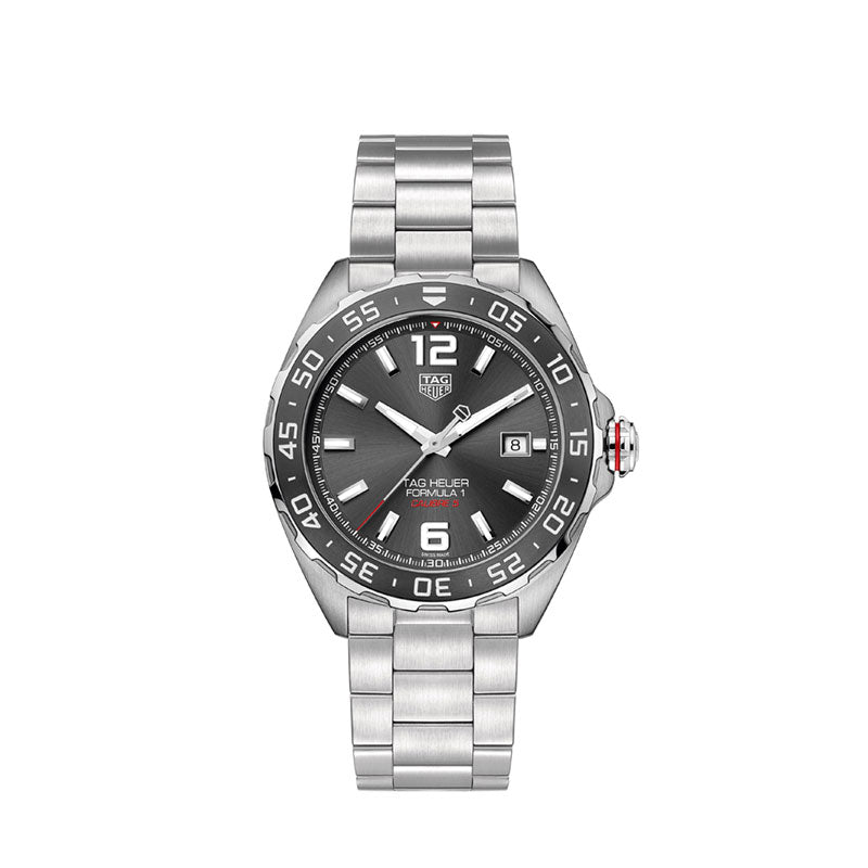Dial: Grey Dial, Rhodium plated luminescent indexes Case: 43mm, fine-brushed steel, water resistance 200m Movement: Calibre 5, swiss made, 38 power reserve, automatic winding system Strap: fine-brushed steel