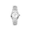 Dial: White mother of pearl dial 12 diamonds Case: 32mm, Polished steel, water resistance 100m Movement: quartz, swiss made, about 24months battery life Strap: fine-brushed and polished steel