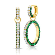 The perfect mix of emerald and diamonds in one gorgeous pair of drop earrings! These stunning earrings have 2.55 carat total weight diamonds of G-H color and 4.25 carat total weight ruby set in 18K yellow gold. 