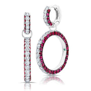 The perfect mix of ruby and diamonds in one gorgeous pair of drop earrings! These stunning earrings have 2.55 carat total weight diamonds of G-H color and 4.25 carat total weight ruby set in 18K white gold. 