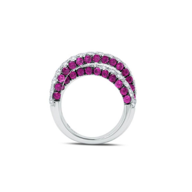 Graziela 18K White Gold Ruby & Diamond 3 Sided X Ring
