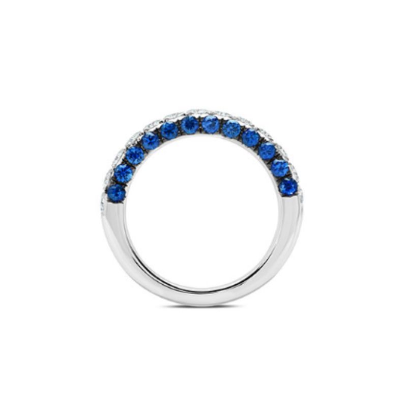 Graziela 18K White Gold Sapphire & Diamond 3 Sided Half Band Ring