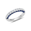 This 18K white gold band is not your average diamond band! From the top, 0.71 carat total weight G-H color white diamonds sparkle brilliantly. On the sides, the wearer gets the view of 1.26 carat total weight blue sapphires. 