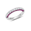 This 18K white gold band is not your average diamond band! From the top, 0.71 carat total weight G-H color white diamonds sparkle brilliantly. On the sides, the wearer gets the view of 1.26 carat total weight rubiy.