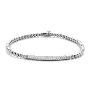 18K White Gold0.28ctw of Diamond Pav BarStretchable, comfortable 