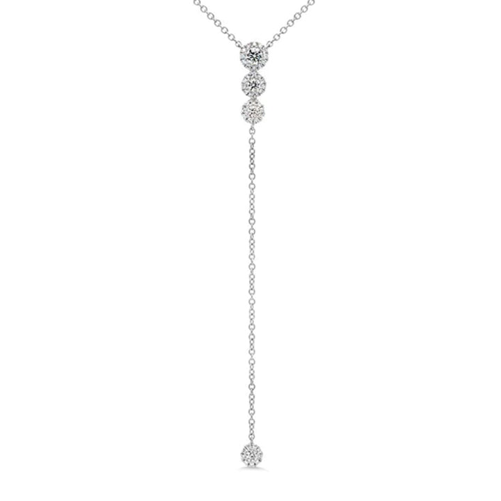 14k White Gold 0.29ctw Diamond Lariat Necklace- SC55002606