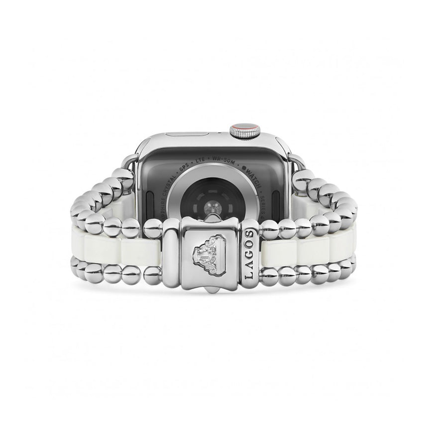 Lagos Smart Caviar White Ceramic Watch Bracelet, 38-44mm- 12-90009-CW7