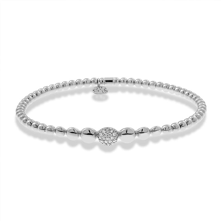 Hulchi Belluni 18K White Gold Diamond Pave Station Stretch Bracelet - 23319-WW