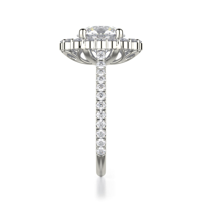 Michael M 18K White Gold Oval Diamond Halo Engagement Ring- R739-1.5