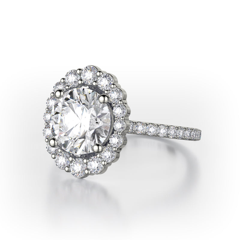 Michael M 18K White Gold Oval Diamond Halo Engagement Ring- R739-1.5