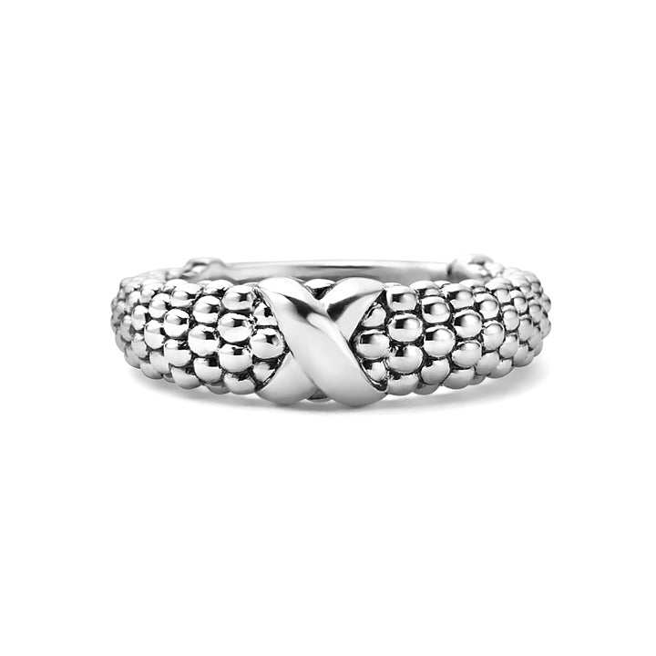 Lagos Signature Caviar Beaded X Ring- 03-80354-7