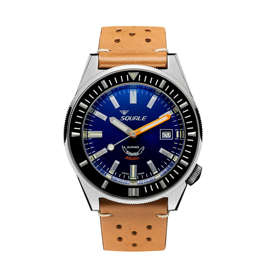 Squale Matic Dark Blue Leather Watch- MATICXSB.PTC