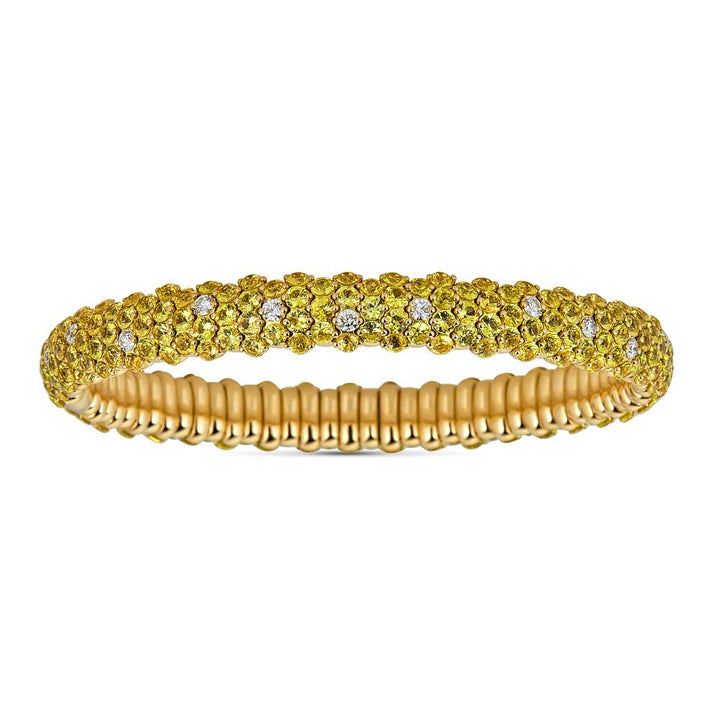 Zydo 18K Yellow Gold 12.26ctw Yellow Sapphire Domed Stretch Bracelet