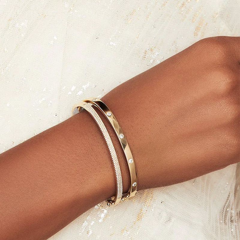14k Yellow Gold 0.52ctw Diamond Pave Bangle Bracelet - SC55002256ZS