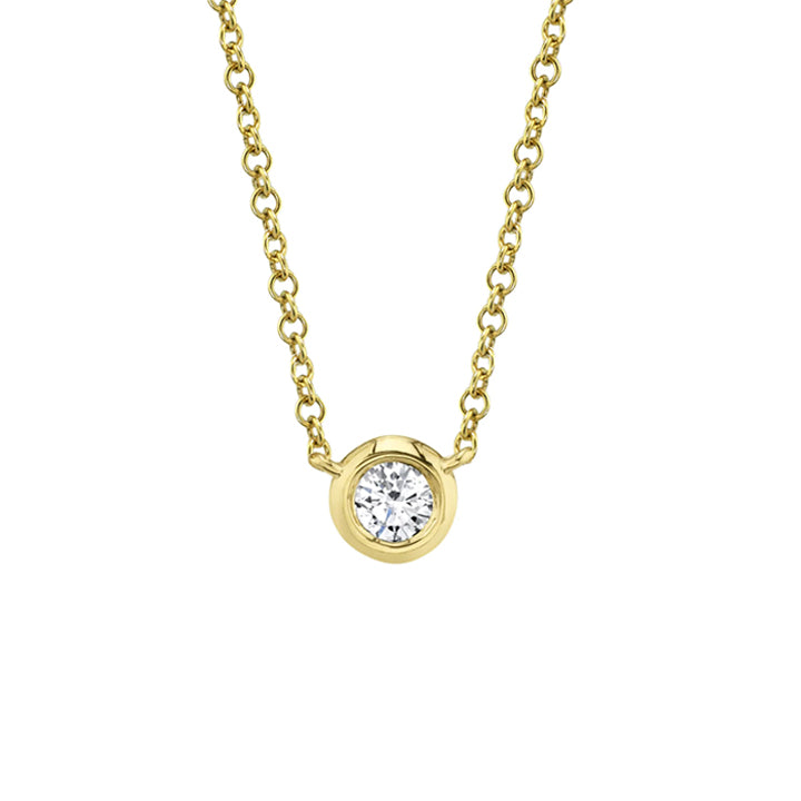 Shy Creation 14K Gold Diamond Bezel Necklace - SC55012539