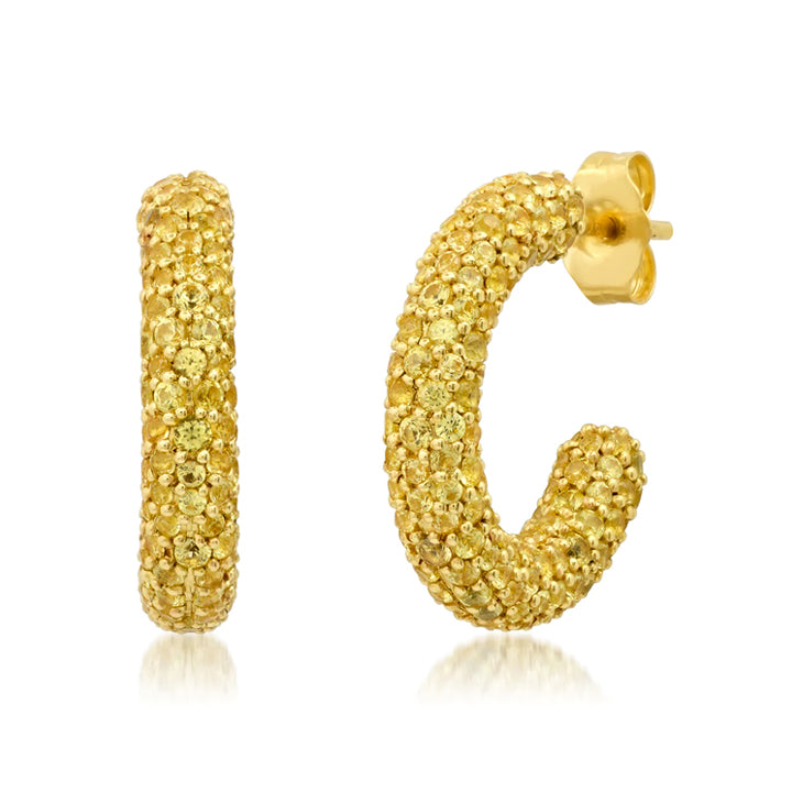 Eriness 14K Yellow Gold Mini Sunshine Party Hoop Earrings - SBE110-YG-YS