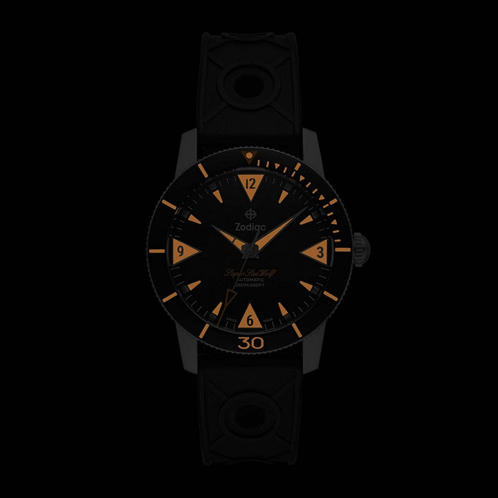 Zodiac Super Sea Wolf 53 Skin Automatic Black Rubber Watch - ZO9212